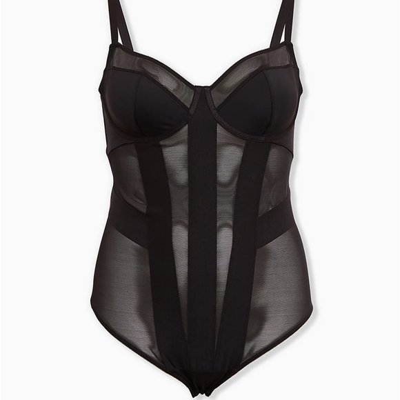 NWT TORRID BODYSUIT BLACK MESH STRAPPY SNAP BOTTOM LINGERIE - Plus Size 4X - Picture 9 of 10